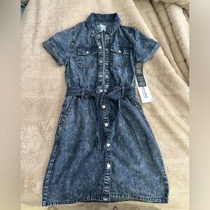 Denim, chambray button up, tie waist dress XS, nwt